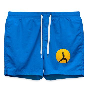 Krieger I Yoga Pose Silhouette Goldene Sonne - Badeshorts - Cobalt blue - Vorne - AI Model Male 185 light (185cm)