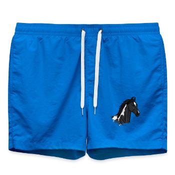 The head of a Baloch black piebald horse - Swim Trunks - cobalt blue - Front - AI Model Male 185 light (185cm)