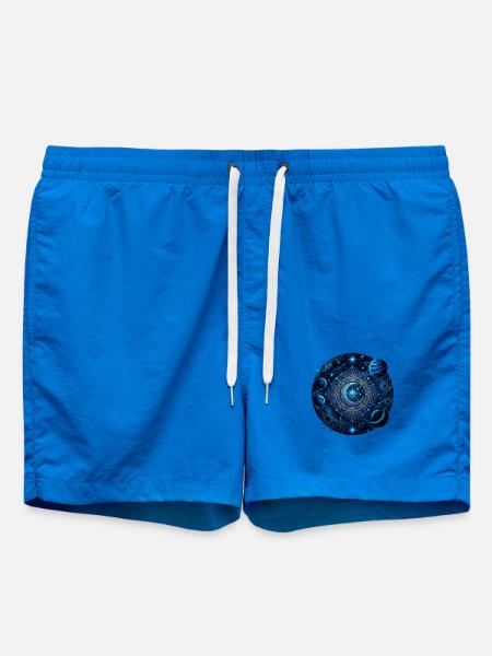 Space Planets Galaxies Stars Moons - Swim Trunks - cobalt blue