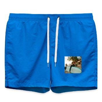 Beach surfer with surfboard - Swim Trunks - cobalt blue - Front - AI Model Male 185 light (185cm)