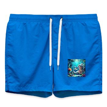 Luminous mermaid among corals - Swim Trunks - cobalt blue - Front - AI Model Male 185 light (185cm)