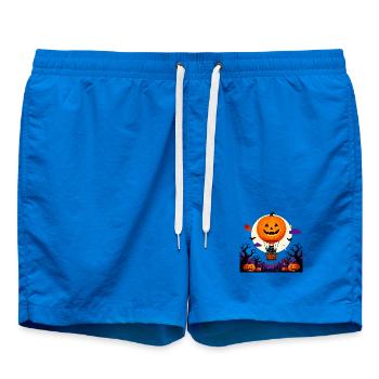 Kürbisballon-Katzen-Halloween-Szene - Badeshorts - Cobalt blue - Vorne - AI Model Male 185 light (185cm)