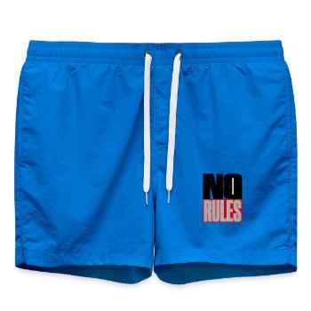 NO RULES – Brutalistischer Statement Schriftzug - Badeshorts - Cobalt blue - Vorne - AI Model Male 185 light (185cm)