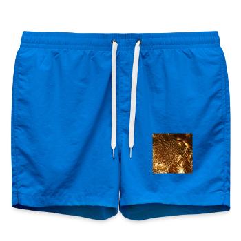 Metallische flüssige Goldtextur - Badeshorts - Cobalt blue - Vorne - AI Model Male 185 light (185cm)