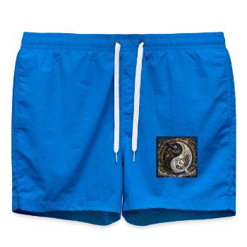 Steampunk Yin Yang Eule - Badeshorts - Cobalt blue - Vorne - AI Model Male 185 light (185cm)