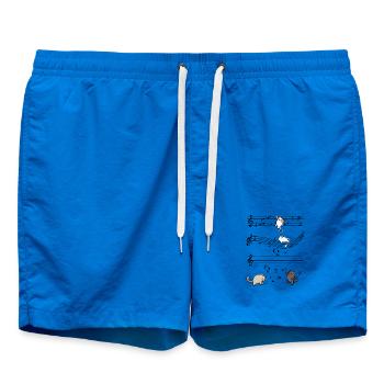 Tanzende Katzen auf Schwarz - Badeshorts - Cobalt blue - Vorne - AI Model Male 185 light (185cm)