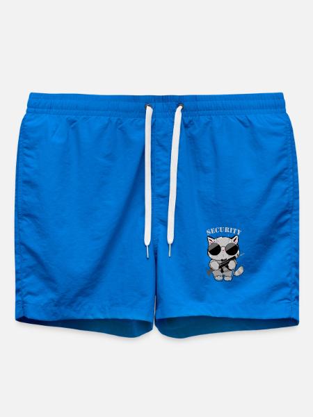 Cat Security Agent with Gun - Swim Trunks - cobalt blue