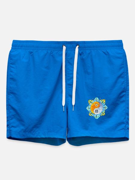 Cat Dog Cute Yin Yang Symbol Mandala - Swim Trunks - cobalt blue