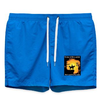 Reitersprüche Reiten Sonnenuntergang Reiter Pferd - Badeshorts - Cobalt blue - Vorne