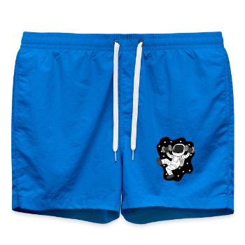 Astronaut with dumbbells in space - Swim Trunks - cobalt blue - Front