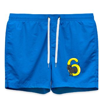 6 years old - 6th birthday with animal motif - Swim Trunks - cobalt blue - Front