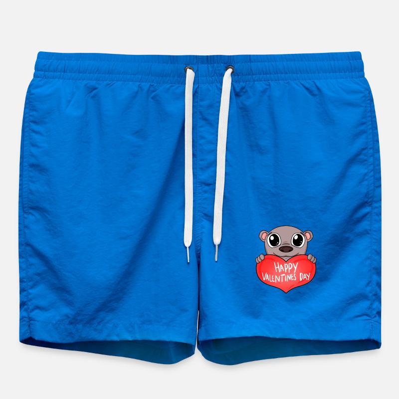 Valentine's Day Heart Bear - Swim Trunks - cobalt blue