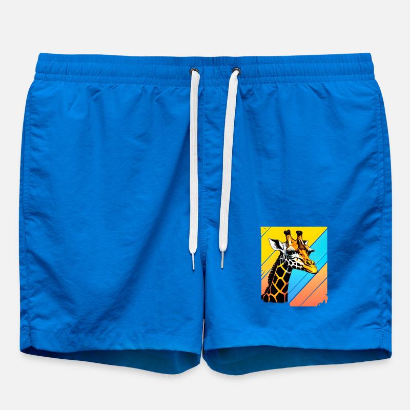 Giraffe Pop Art Farbgeometrie - Badeshorts - Cobalt blue