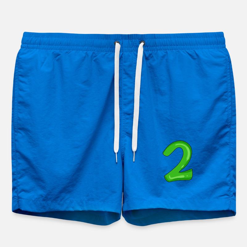Two - 2 - Number Number - Swim Trunks - cobalt blue