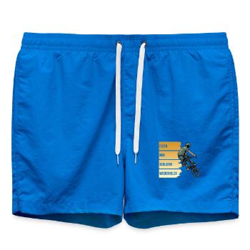 Essen - BMX - Schlafen - Wiederholen - Badeshorts - Cobalt blue - Vorne - AI Model Male 185 light (185cm)
