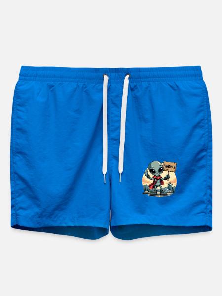 Cute Alien Hitchhiker Sirius B UFO Alien - Swim Trunks - cobalt blue