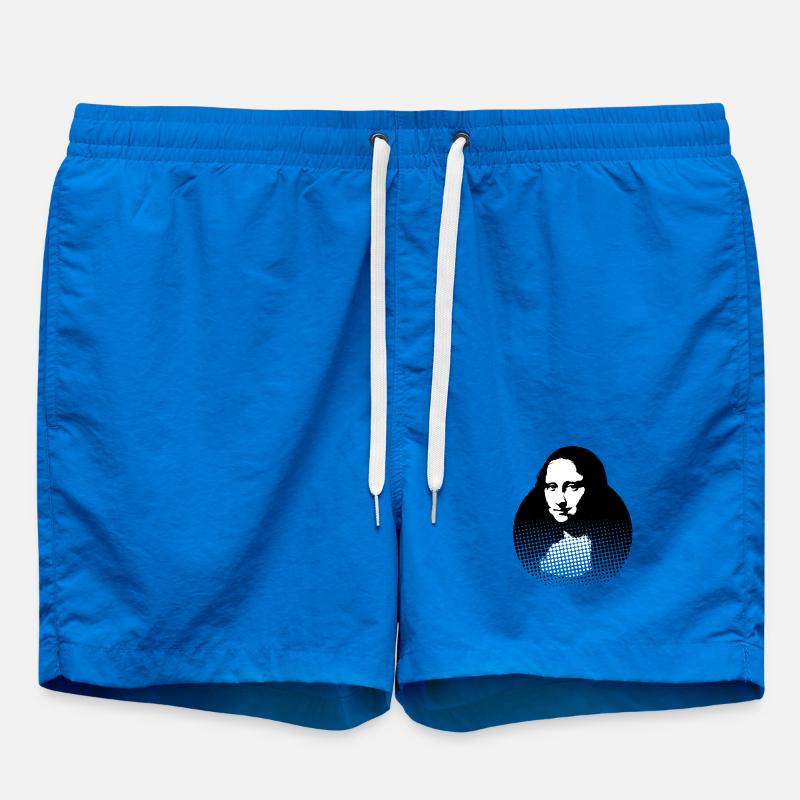 Mona Lisa, Leonardo da Vinci - Badeshorts - Cobalt blue