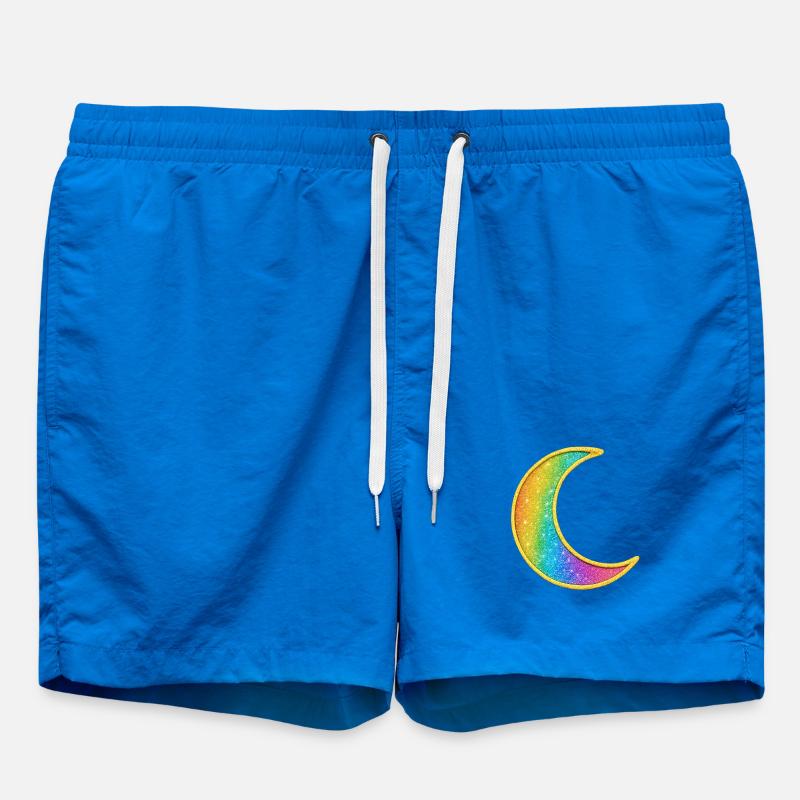 Rainbow Moon Glitter Design - Swim Trunks - cobalt blue