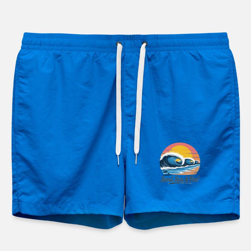 Plage rétro vague coucher de soleil - Short de bain - cobalt blue