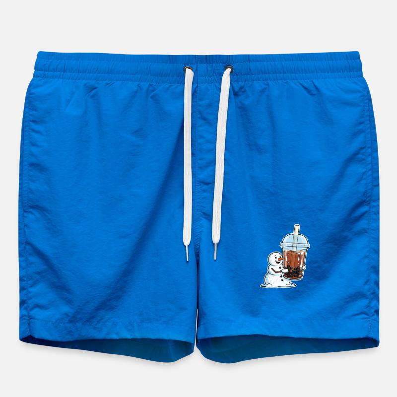 Snowman and Bubble Tea Mug - Swim Trunks - cobalt blue