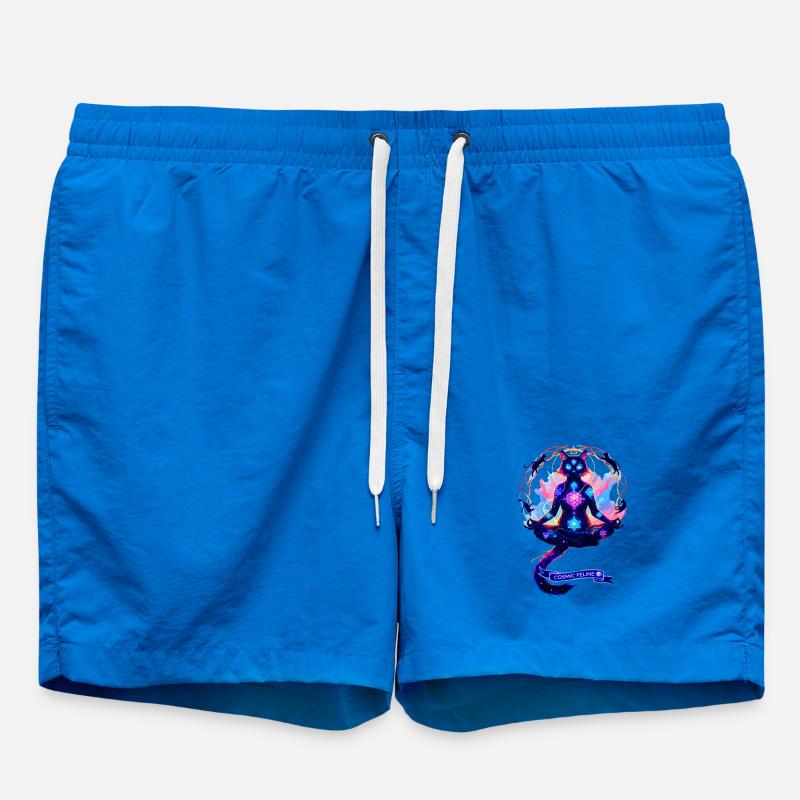 Cosmic Chakra Cat - Swim Trunks - cobalt blue