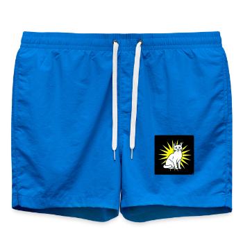 Chat cool dans le style pop art et punk rock - Short de bain - cobalt blue - Devant - AI Model Male 185 light (185cm)