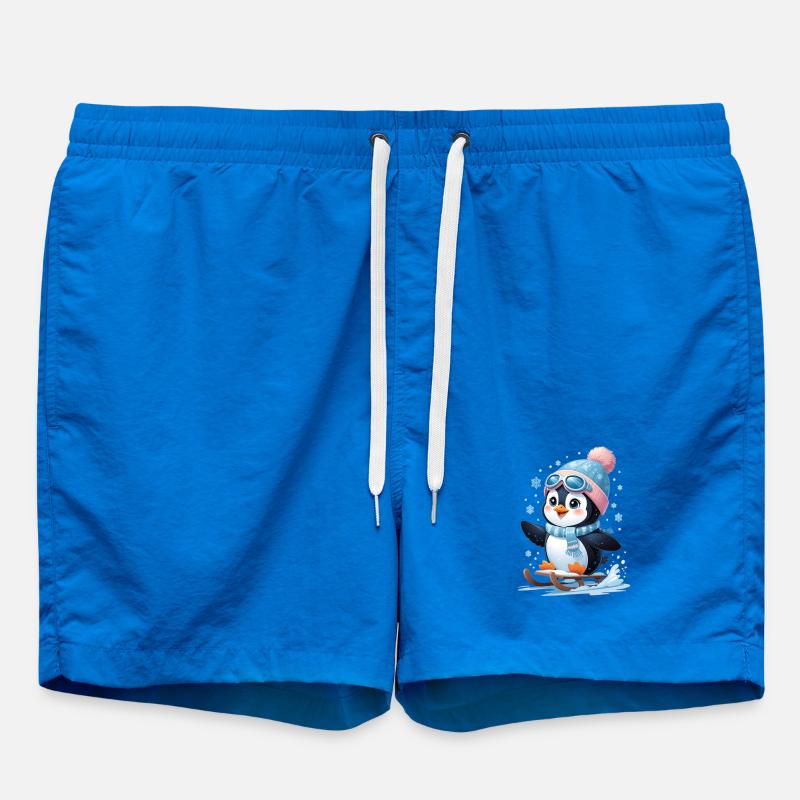 Winter penguin on the sled - Swim Trunks - cobalt blue