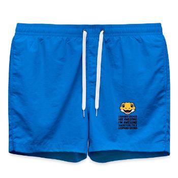 Leopard Gecko Cartoon Smile - Swim Trunks - cobalt blue - Front