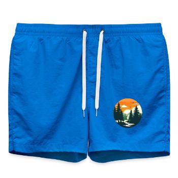 Sonnenuntergang im Wald Landschaft Panorama - Badeshorts - Cobalt blue - Vorne - AI Model Male 185 light (185cm)