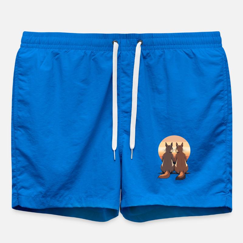 Two rabbits at sunset - Swim Trunks - cobalt blue