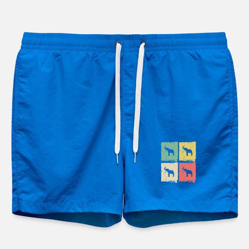 Elephant Quadri Pastel Pattern - Swim Trunks - cobalt blue