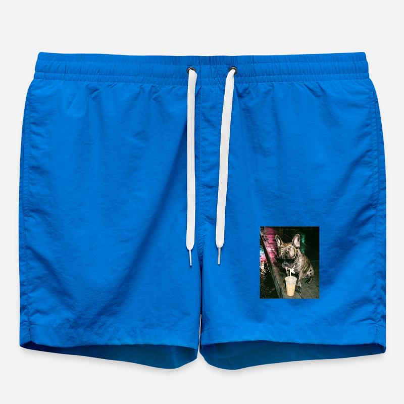Bouledogue français buvant du café glacé - Short de bain - cobalt blue