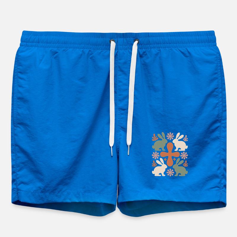 Easter Bunny Cross Pattern - Swim Trunks - cobalt blue