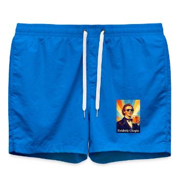 Retro Beer Portrait in Warm Sunbeams - Swim Trunks - cobalt blue - Front