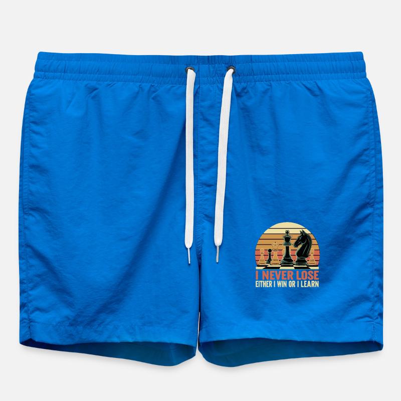 Chess Saying - I Never Lose - Swim Trunks - cobalt blue