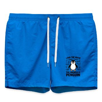 Math Sayings Penguin Funny Math Gift - Swim Trunks - cobalt blue - Front