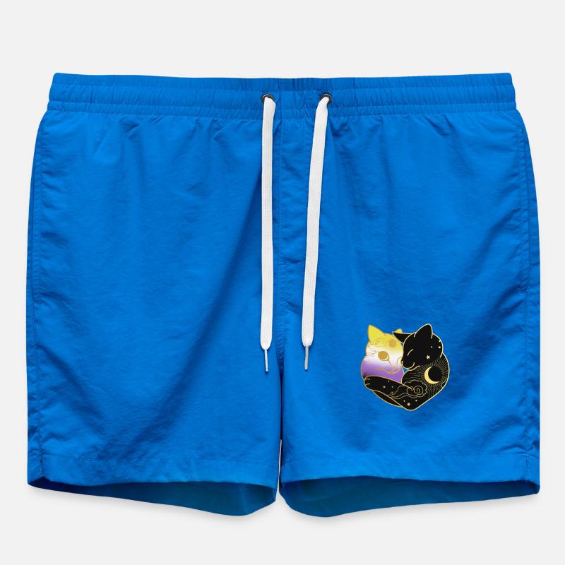 Nonbinary Cat Celestial Heart LGBT Pride Flag - Swim Trunks - cobalt blue