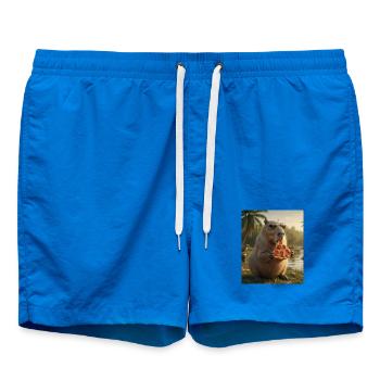 Pizza Capybara with sunglasses - Swim Trunks - cobalt blue - Front