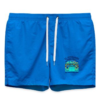 Naples Florida Skyline With Pickleball Theme - Swim Trunks - cobalt blue - Front