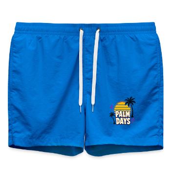 Palm Days – Couchers de soleil rétro et palmiers - Short de bain - cobalt blue - Devant - AI Model Male 185 light (185cm)