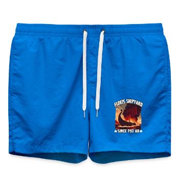 Flokis Shipyard Viking Fire - Swim Trunks - cobalt blue - Front - AI Model Male 185 light (185cm)