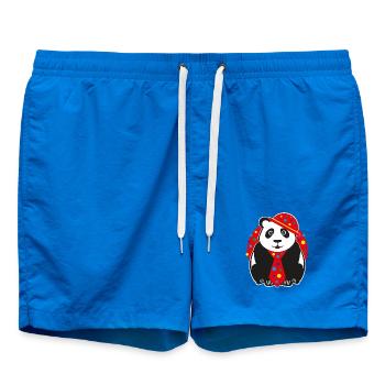Panda mit lustigen Hut, Krawatte und Konfetti. - Badeshorts - Cobalt blue - Vorne