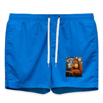 Orangutan Orang-Utan Van Gogh Style Starry Night - Swim Trunks - cobalt blue - Front