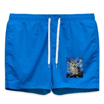 hibou oiseau style van gogh nuit étoilée - Short de bain - cobalt blue - Devant