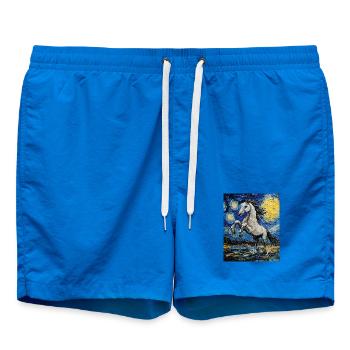 Cheval Chevaux Cavalier Style Van Gogh Nuit étoilée - Short de bain - cobalt blue - Devant