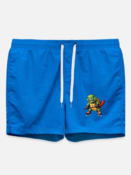 Aggressive Schildkröte Eishockey Spieler Horror - Swim Trunks - cobalt blue