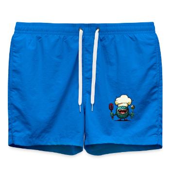 Alien extraterrestre Martien Cuisinier Chef - Short de bain - cobalt blue - Devant - AI Model Male 185 light (185cm)