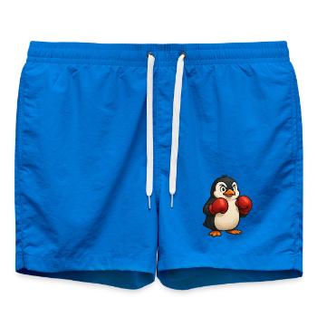 Cooler Pinguin Boxer kämpft im Cartoon Design - Badeshorts - Cobalt blue - Vorne