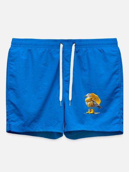 Seagull with yellow umbrella and boots - Swim Trunks - cobalt blue