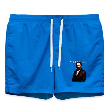 Herman Melville Noir Leather Portrait - Swim Trunks - cobalt blue - Front